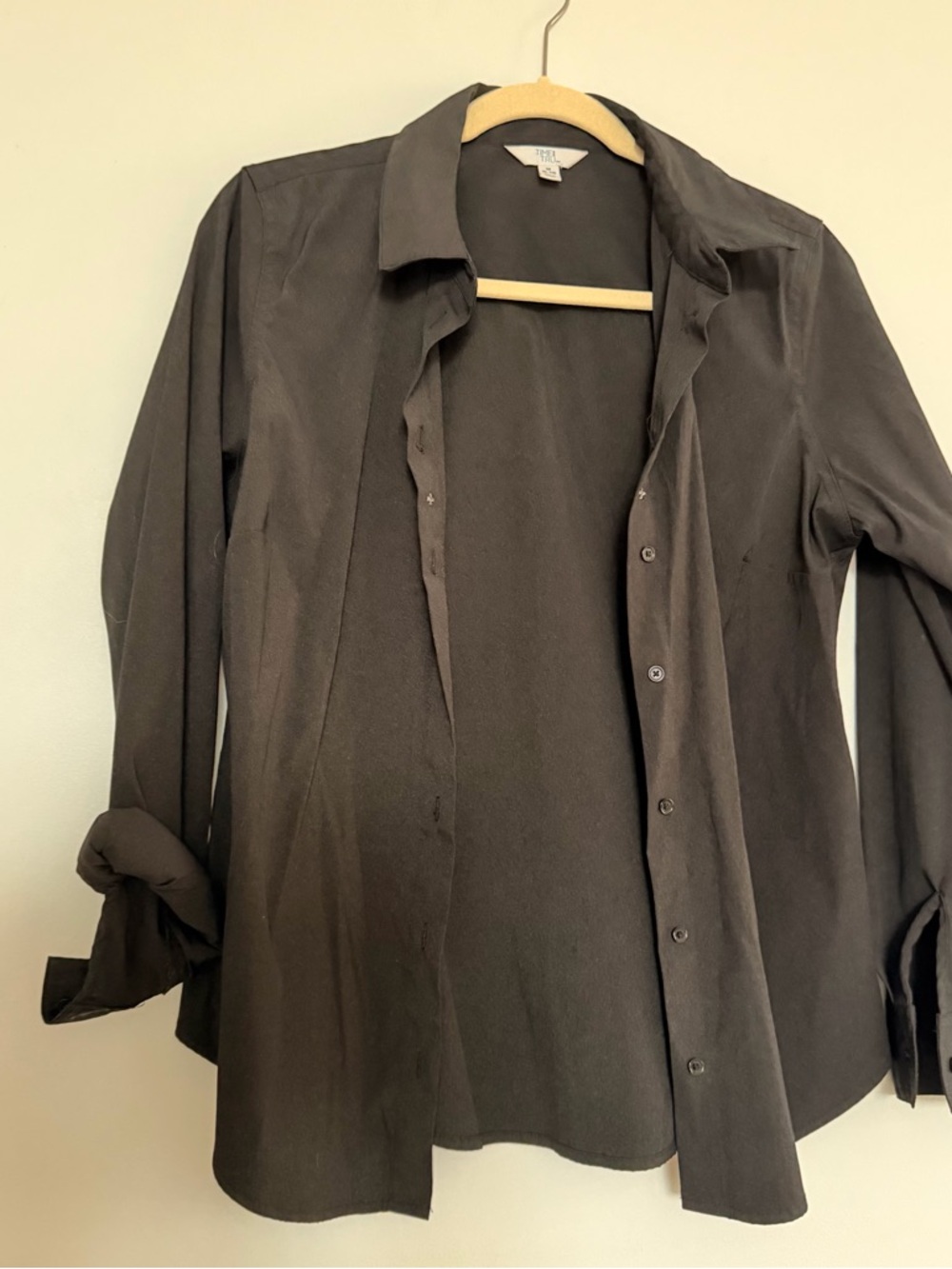 Time and Tru Black Button-Front Shirt